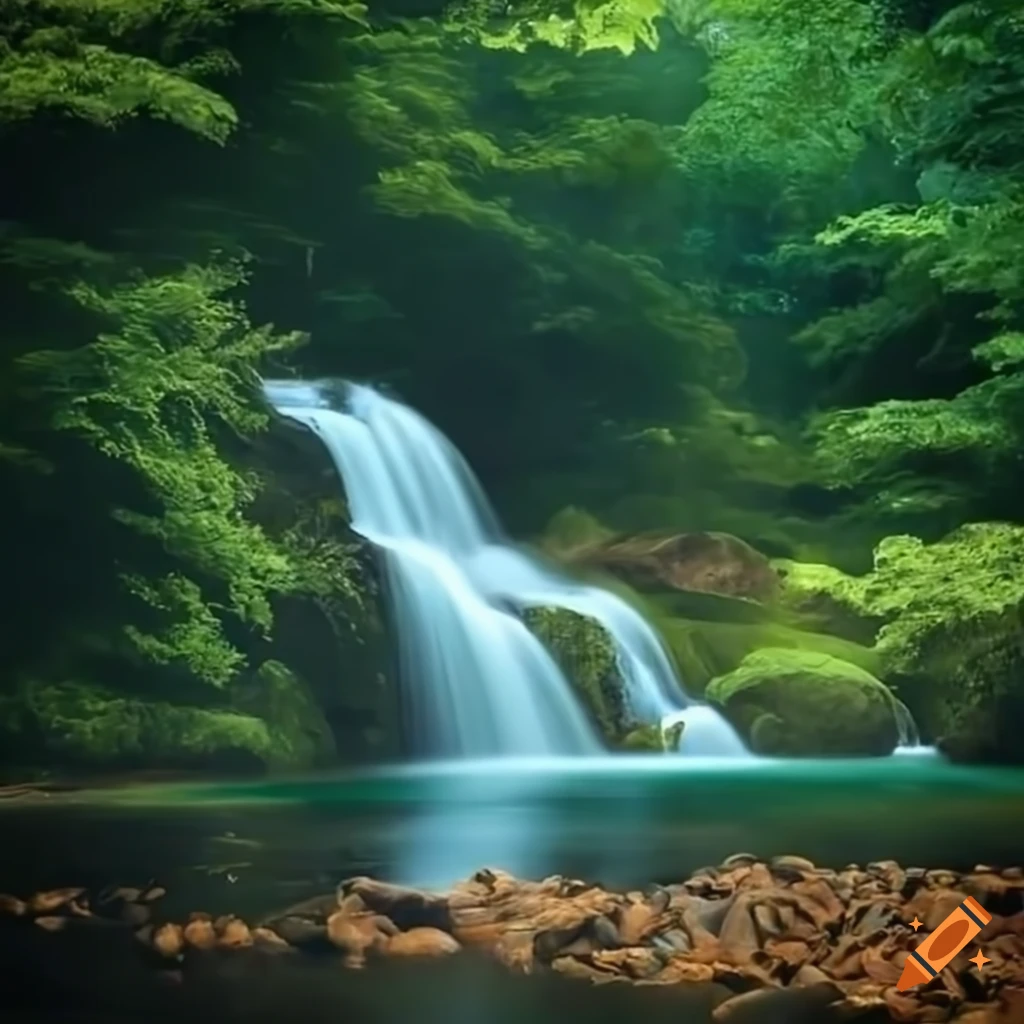 A waterfall with river