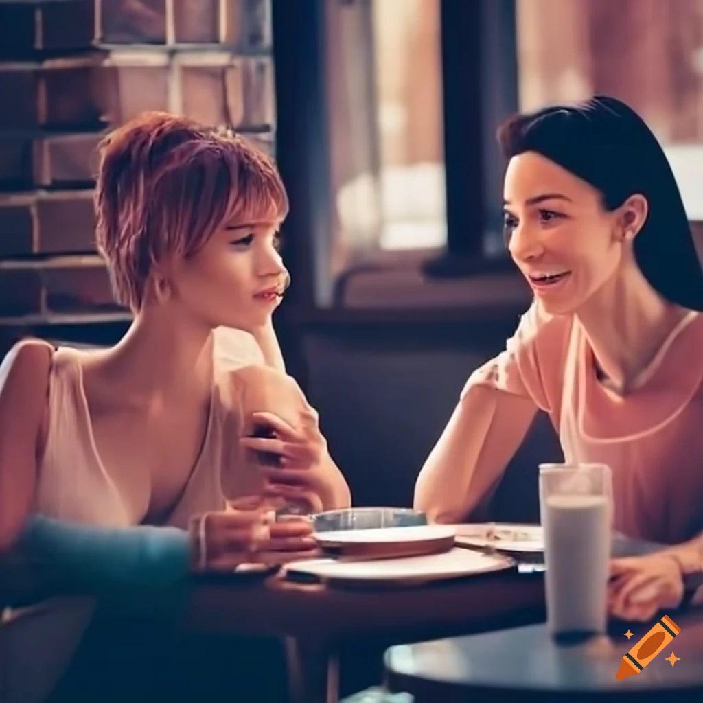 Friends discussing menu options at a restaurant on Craiyon