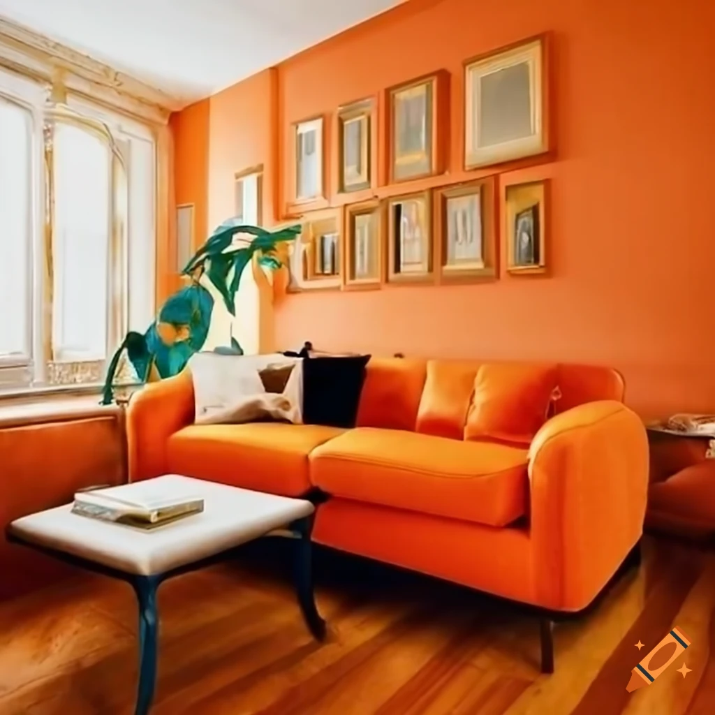 A Parisian Living Room With An Orange