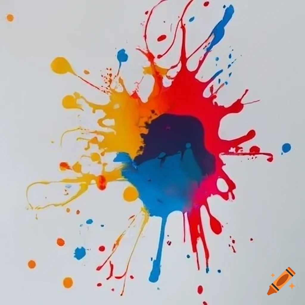 A vibrant paint splatter on a white canvas on Craiyon
