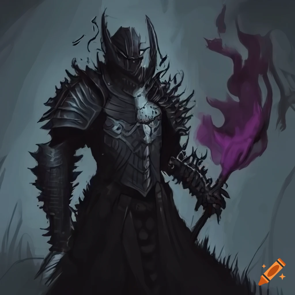 high quality D&D monster art. dark lord in armor. Empty background