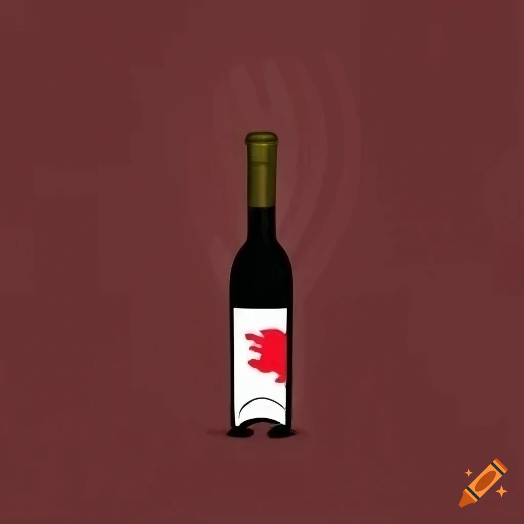 Wine bottle with legs and arms handdrawn the cork is popped and the