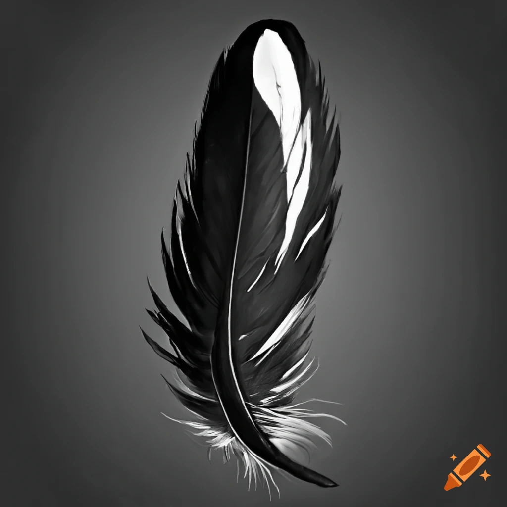 Black feather isolated on a dark background on Craiyon
