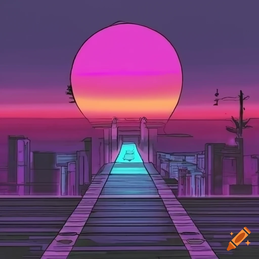 Map drawing, synthwave style on Craiyon