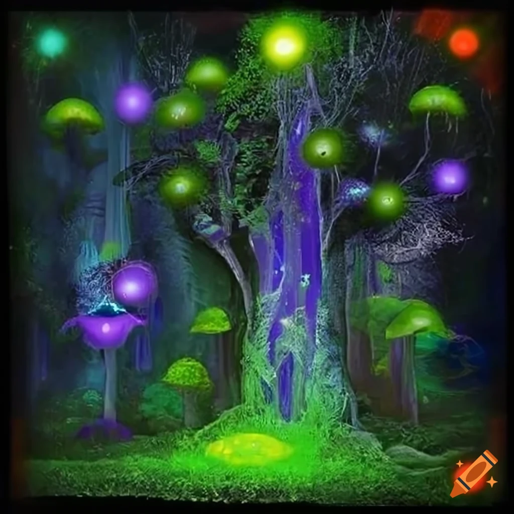 Enchanted fairy forest in the night on Craiyon