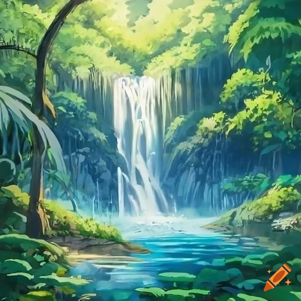 HD wallpaper: Anime, Original, Mountain, Scenery, Waterfall | Wallpaper  Flare