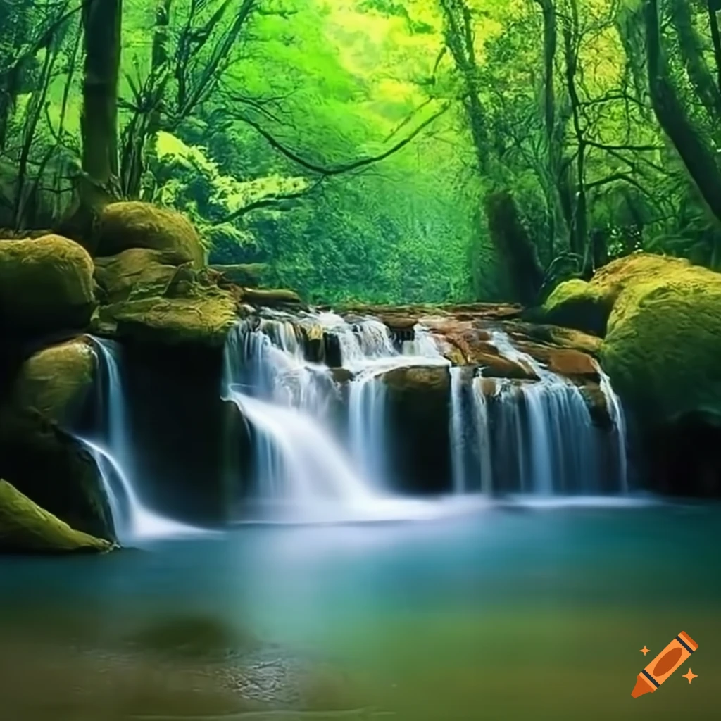 Cachoeira na floresta encantada on Craiyon