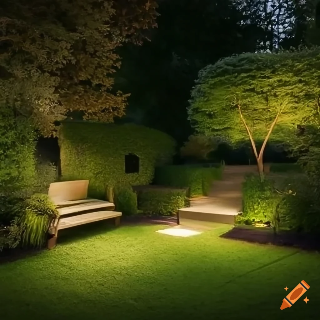 Garden lighting for a house building on Craiyon