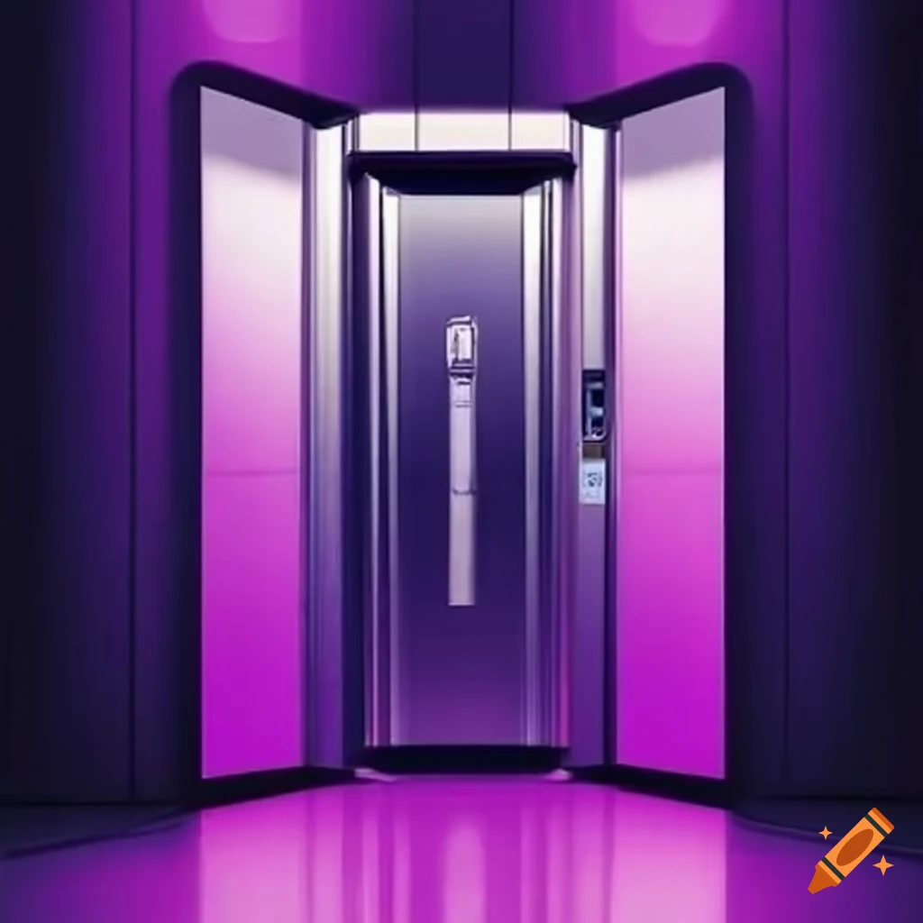 An opening elevator door where the coloring pops