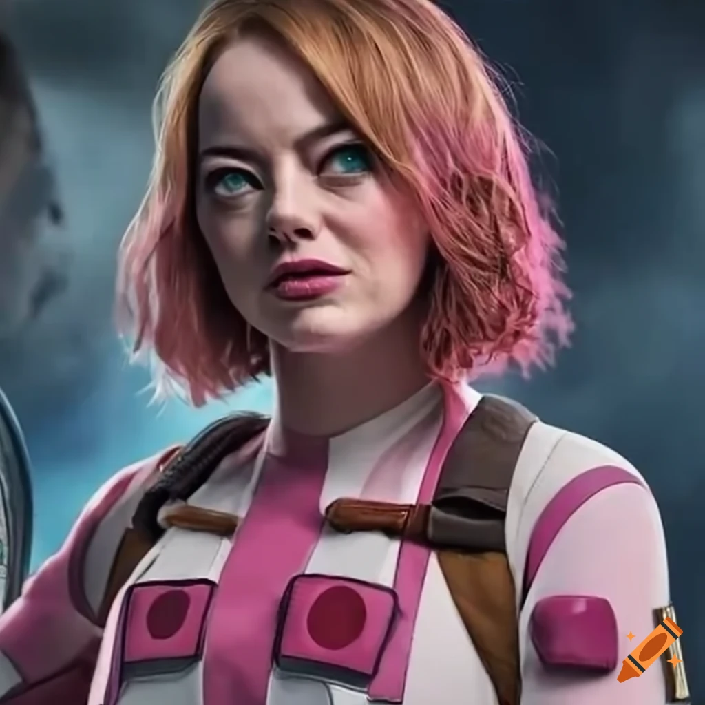 Emma Stone Grimacing as Gwenpool from Marvel Comics 2017 in the MCU in 2023