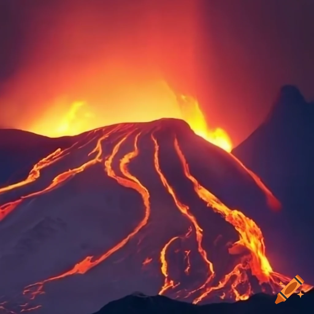 Erupting volcano fissure on Craiyon