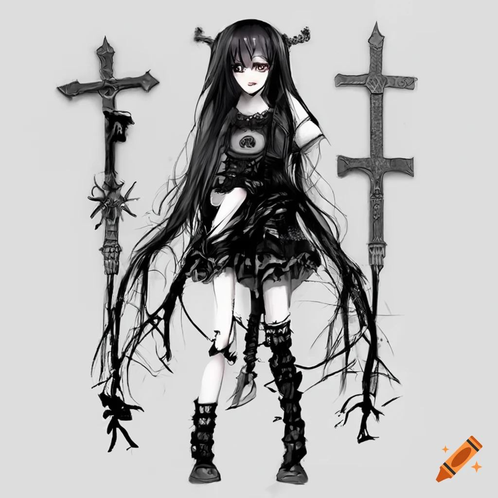 𝙸𝚌𝚘𝚗  Gothic anime girl, Anime monochrome, Anime
