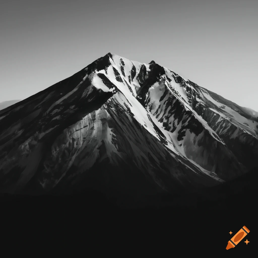 A black and white mountain on Craiyon