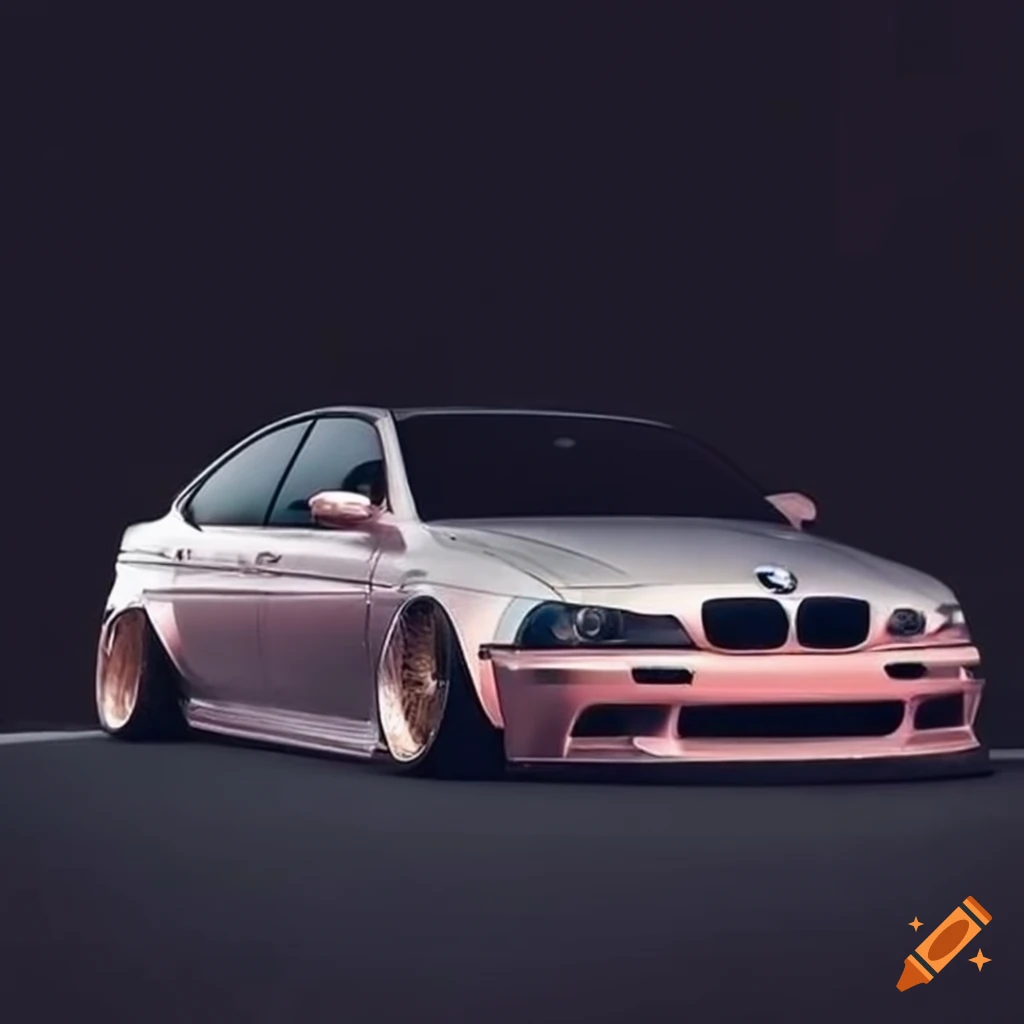 A highly customized and lowered bmw e39 m5 with a widebody kit on Craiyon