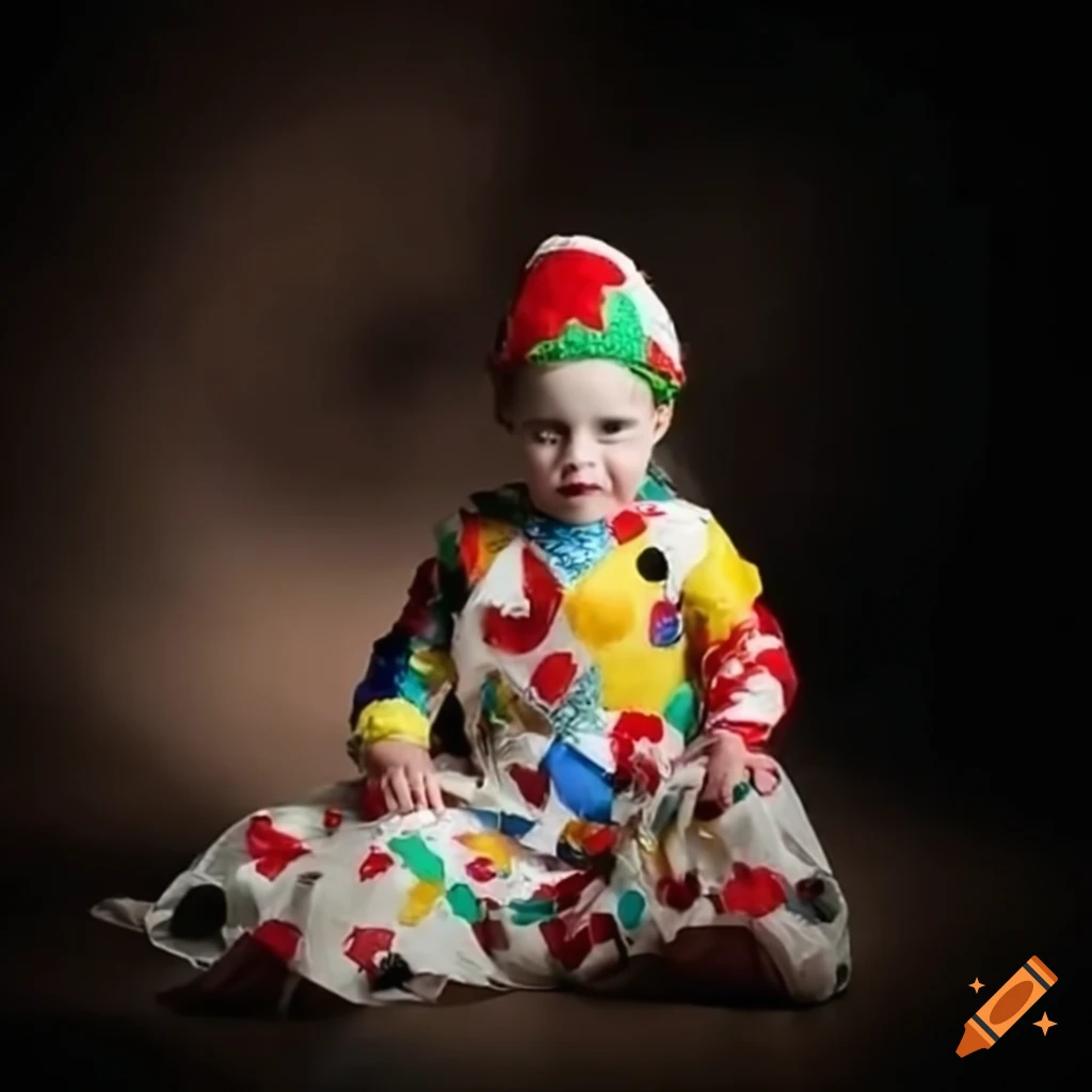 Child wears arlecchino costume on Craiyon