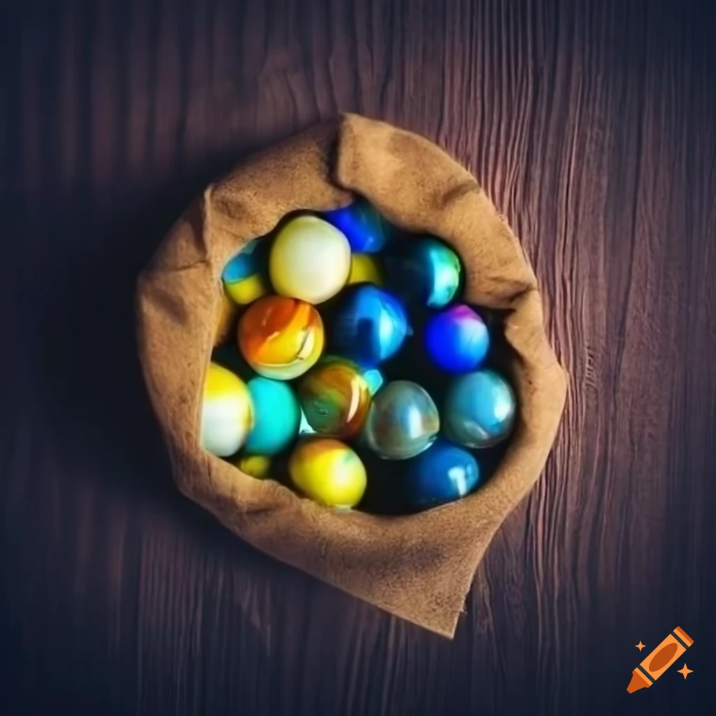 Bag of marbles top view