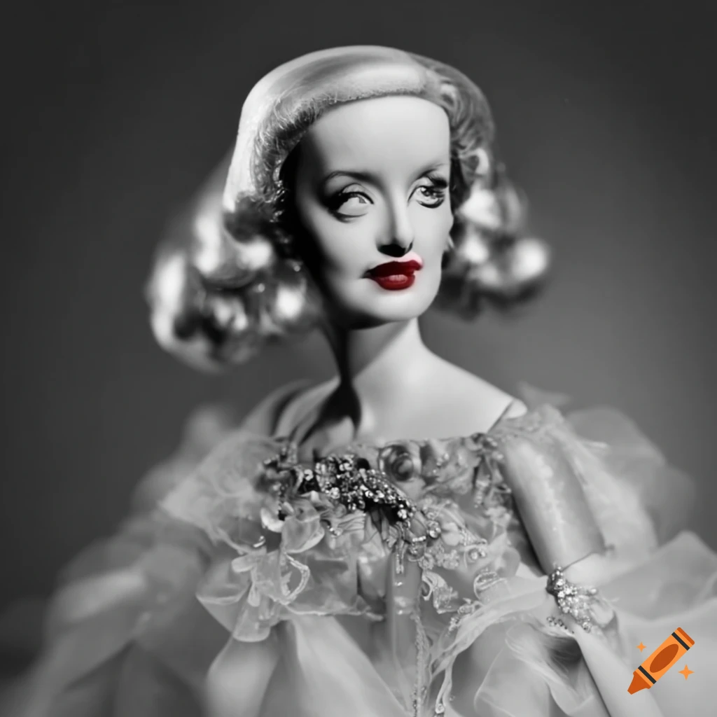 Bette davis portrayed as a stunning barbie doll on Craiyon