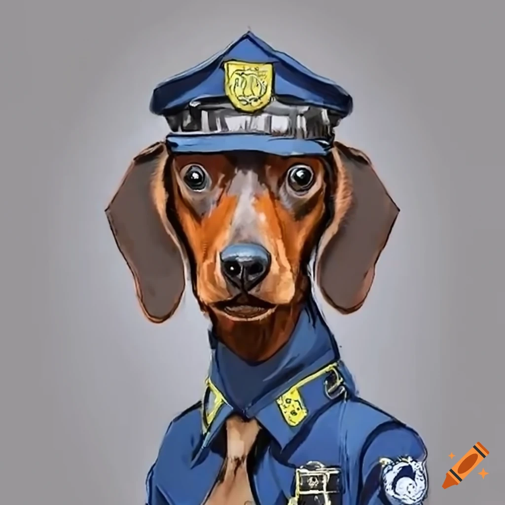 Weiner dog in police outfit