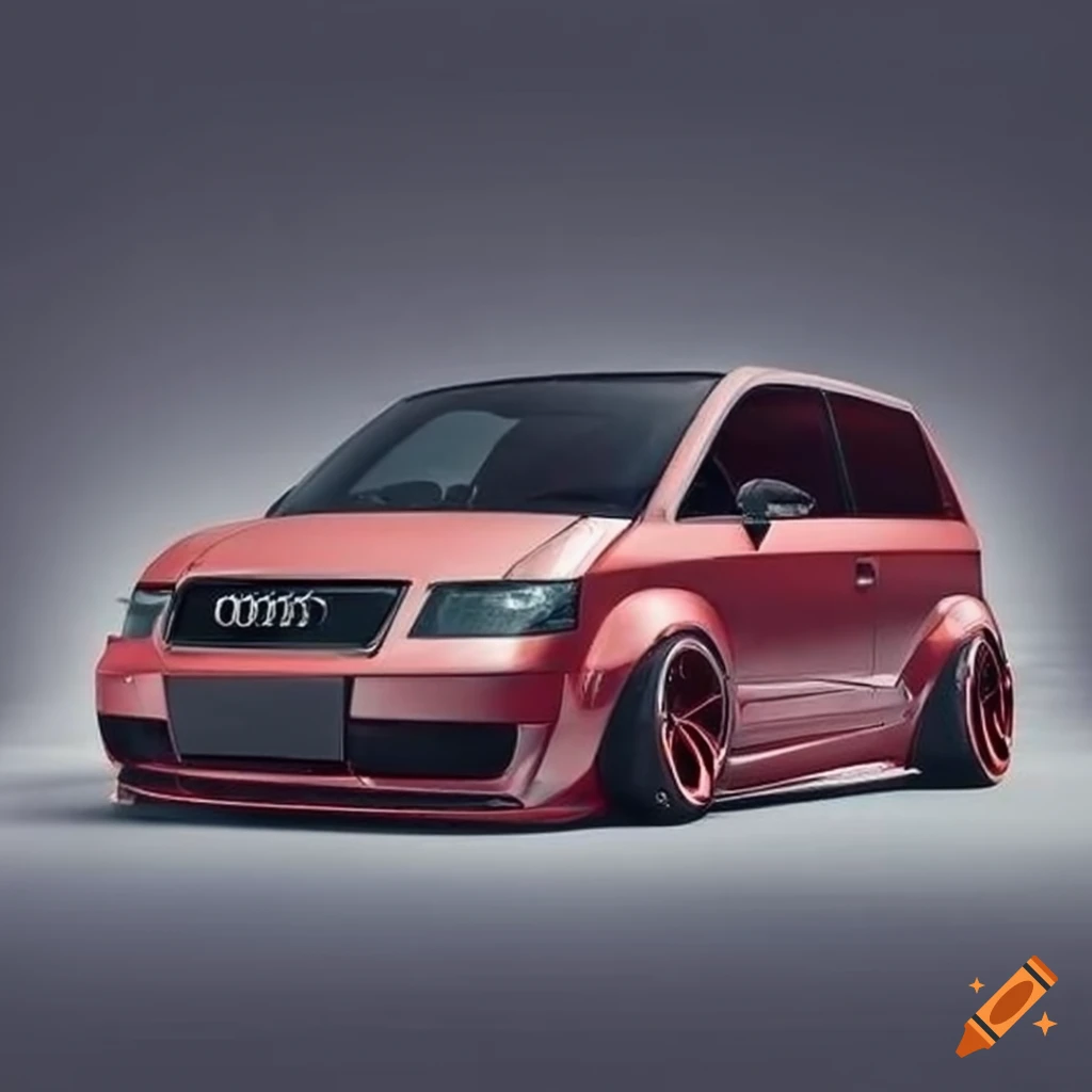 An audi a2 with lowered suspesion and a widebody kit on Craiyon