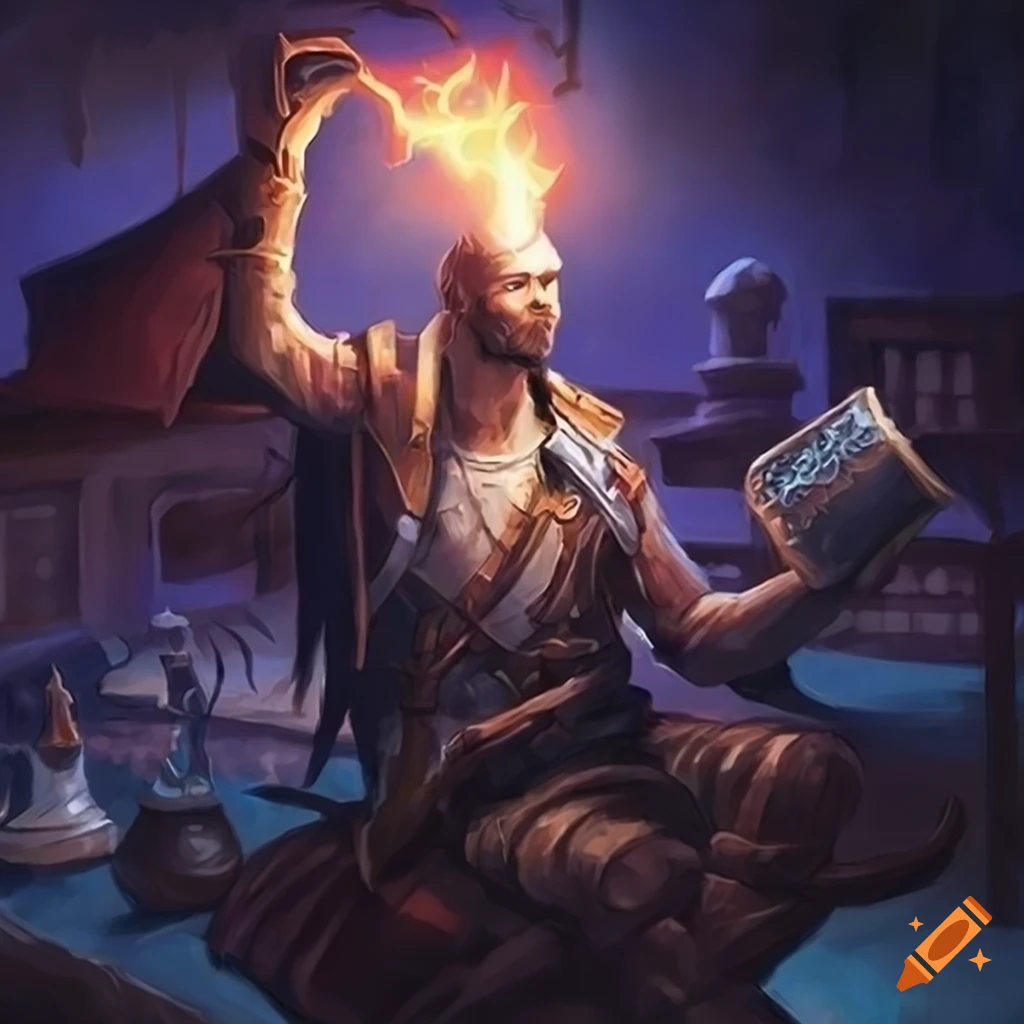 Alchemist working in lightning laboratory mtg fantasy art