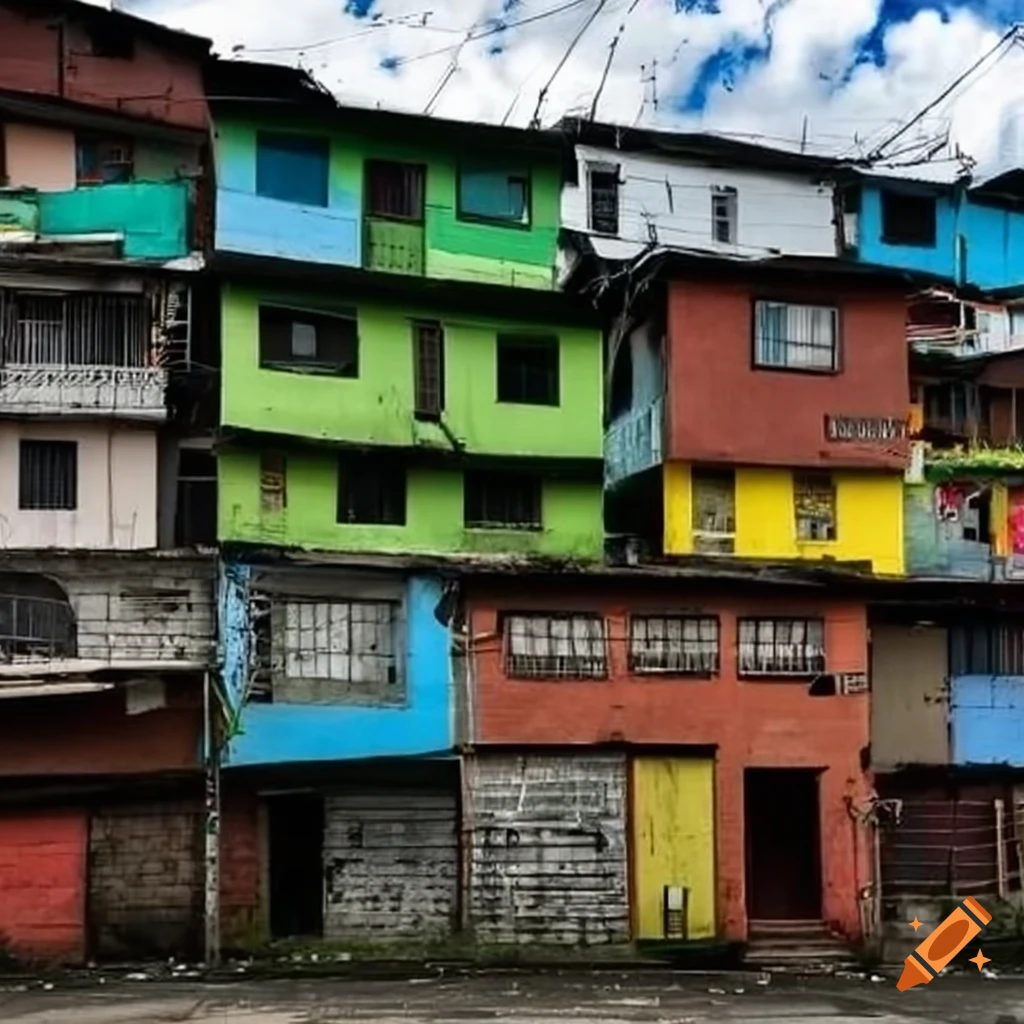 Peaceful slum in sao paulo with colorful houses on Craiyon