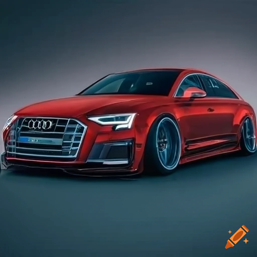 An audi a8 with lowered suspesion and a widebody kit on Craiyon