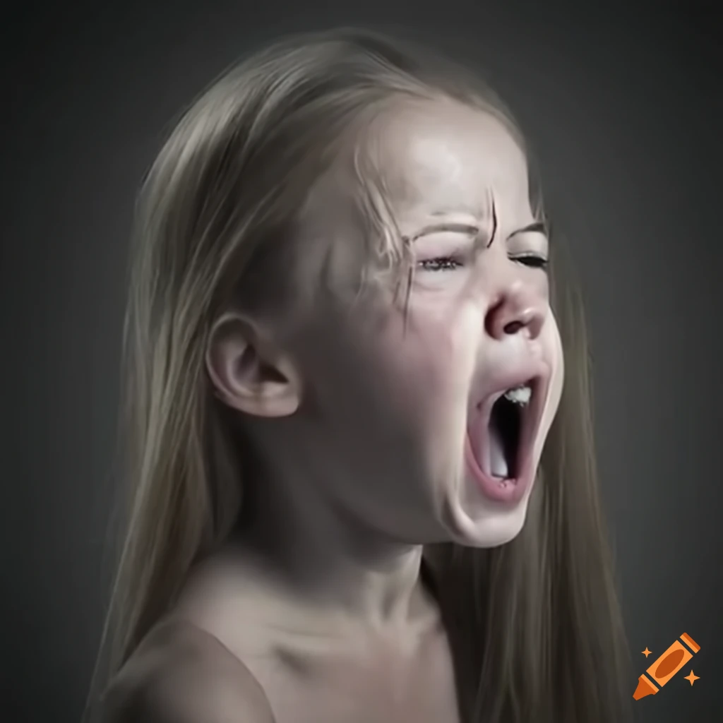 Screaming girl cry side on Craiyon