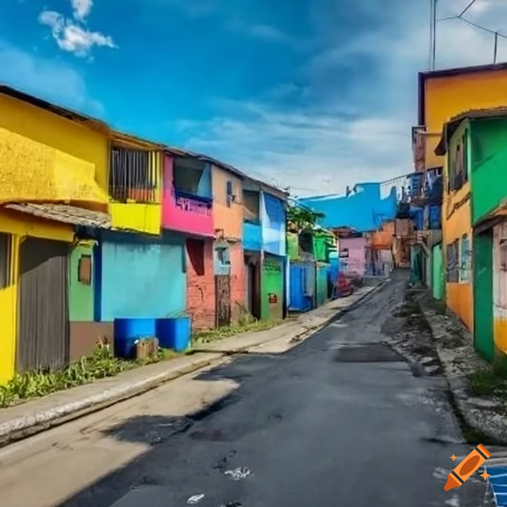 Peaceful slum in Sao Paulo with colorful houses on Craiyon