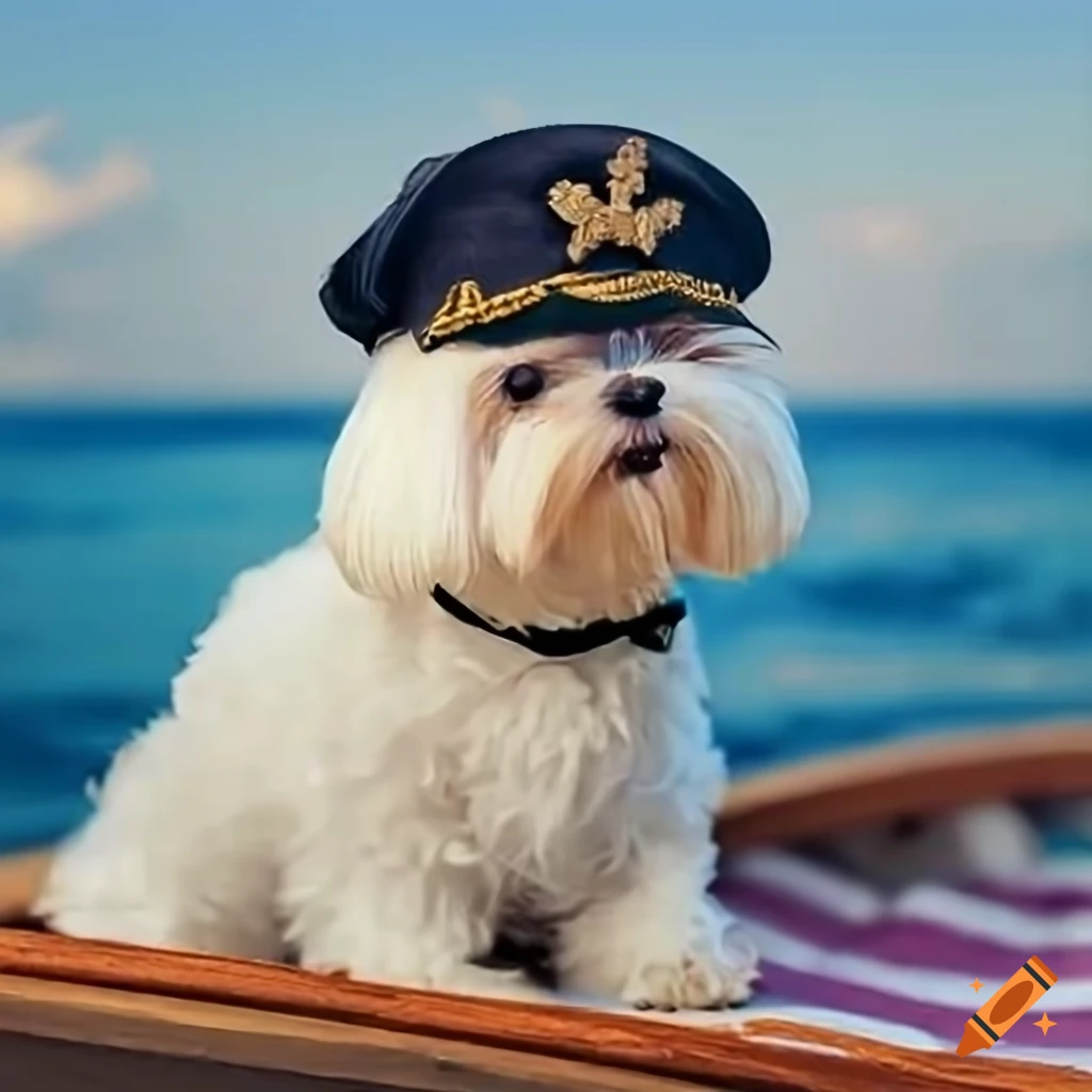 Dog Captain's Cap Sits Boat Isolated White Background Stock Photo by  ©linavita 275327110