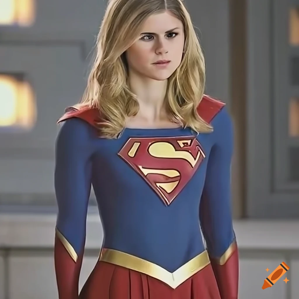 Erin moriarty with a supergirl suit
