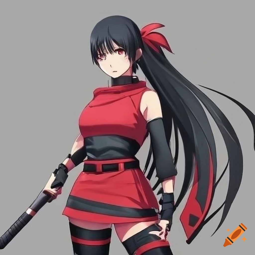 Red Ninja, kill you, sexy pose, female, thigh highs, sexy, moon, warrior,  waring, HD wallpaper | Peakpx