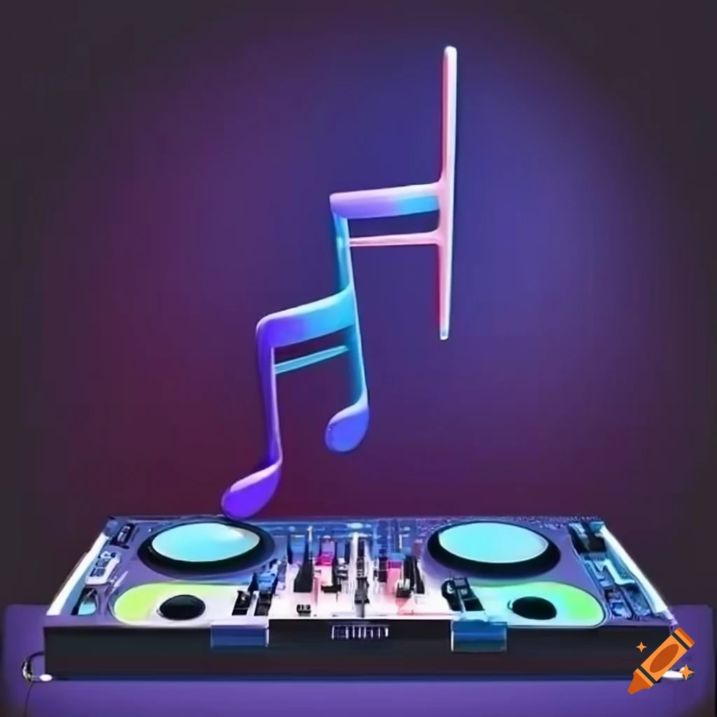 Dj equipment and music notes on Craiyon