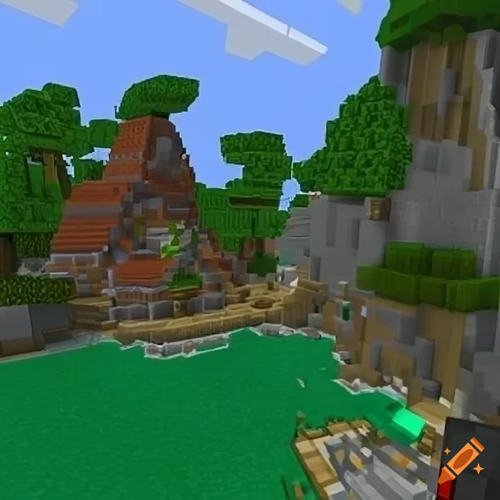 Fall landscape in minecraft bedwars game