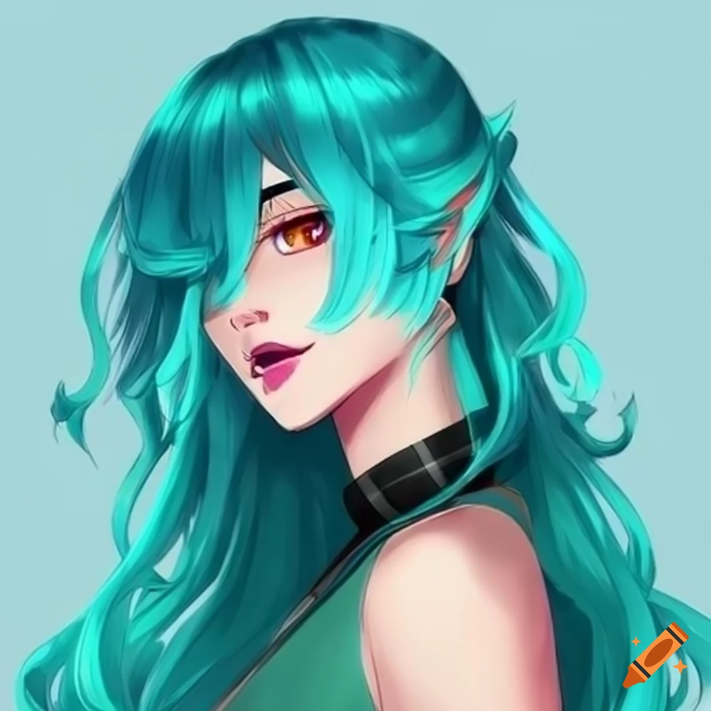 Animeinspired character with teal hair and a captivating allure