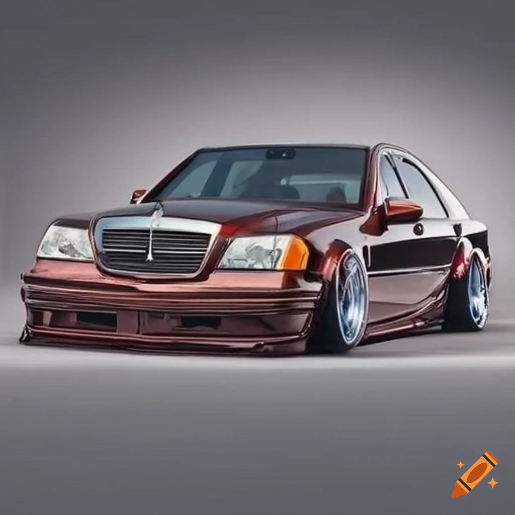 A mercedes benz w169 with lowered suspesion and a widebody kit on Craiyon