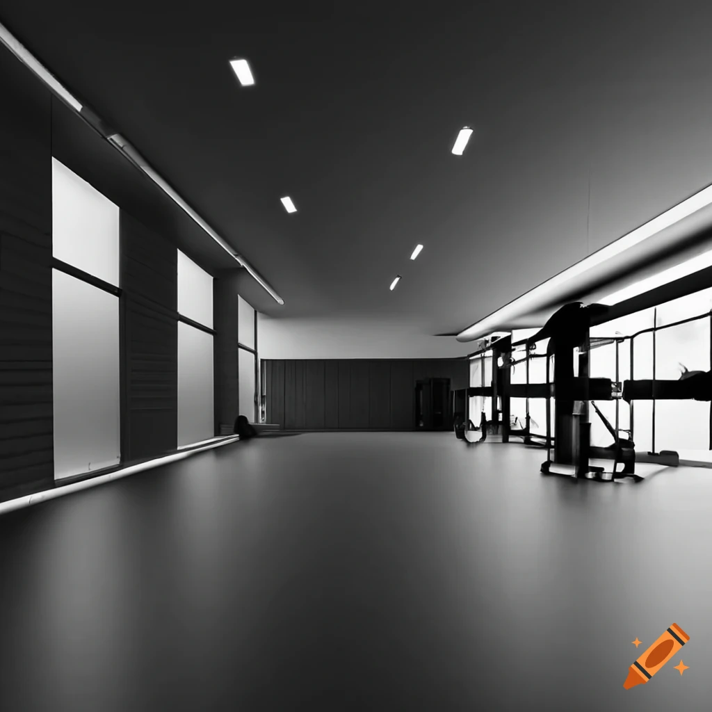 Minimalist black and white gym on Craiyon