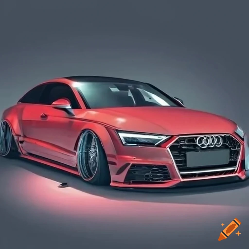 An audi a7 with lowered suspesion and a widebody kit on Craiyon