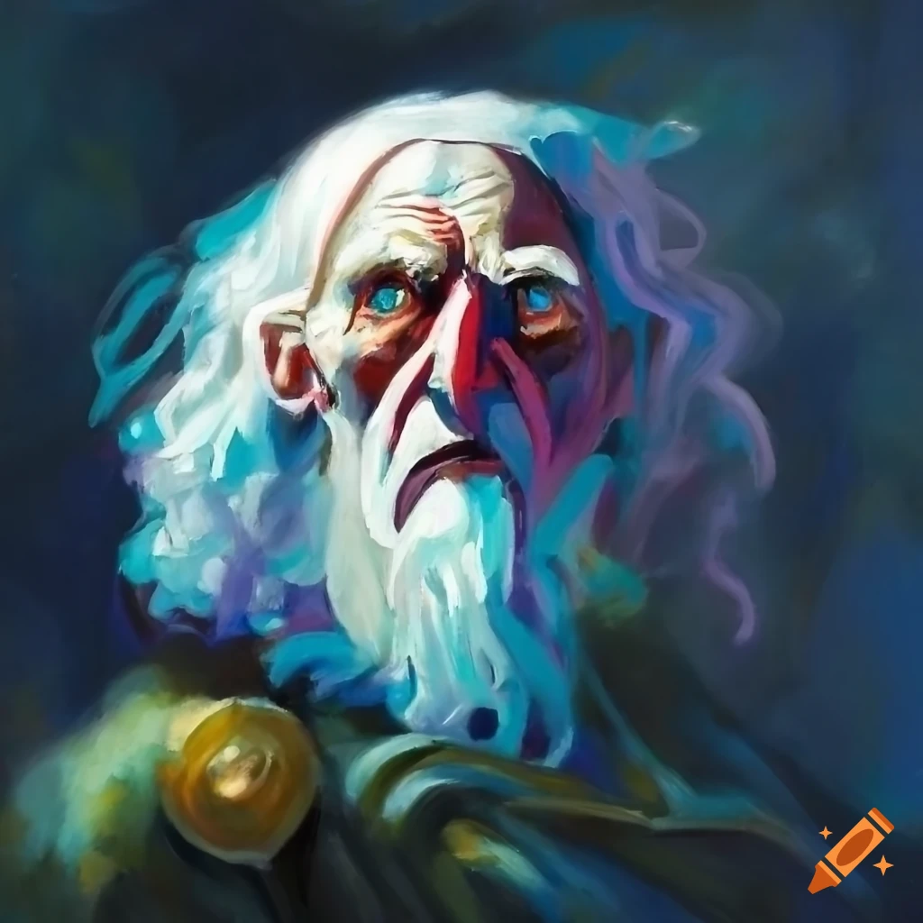 old wizard portrait painting