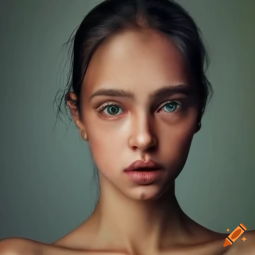 Hyper-realistic portrait of a -venal-young-woman