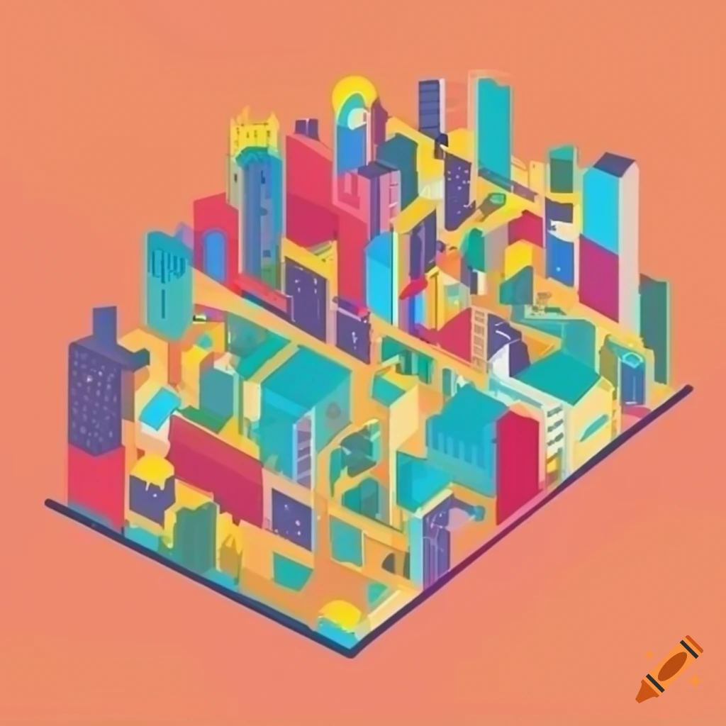 Colorful city map vector flat