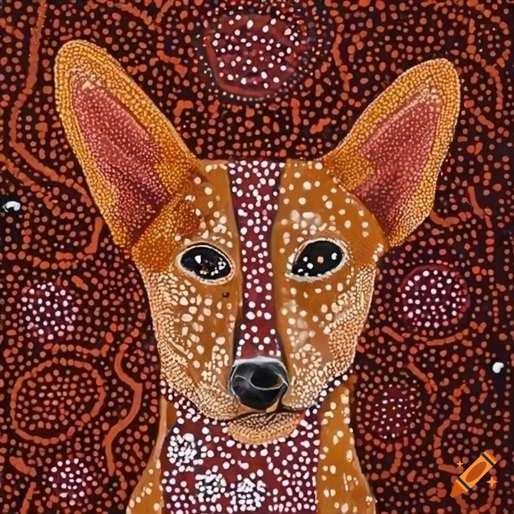 Detailed Australian Indigenous Dreamtime Painting Of A Dingo On Craiyon