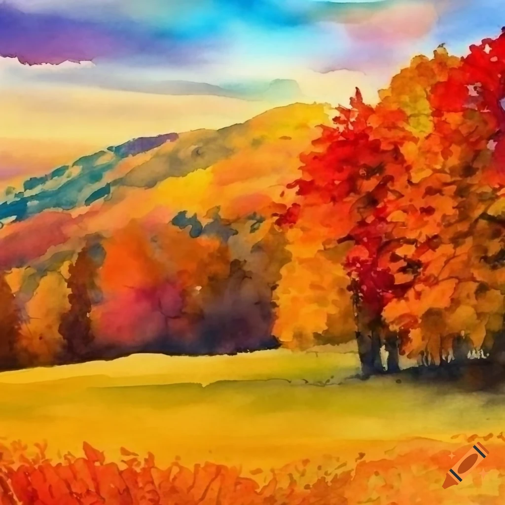Vibrant Autumn Landscape Painting