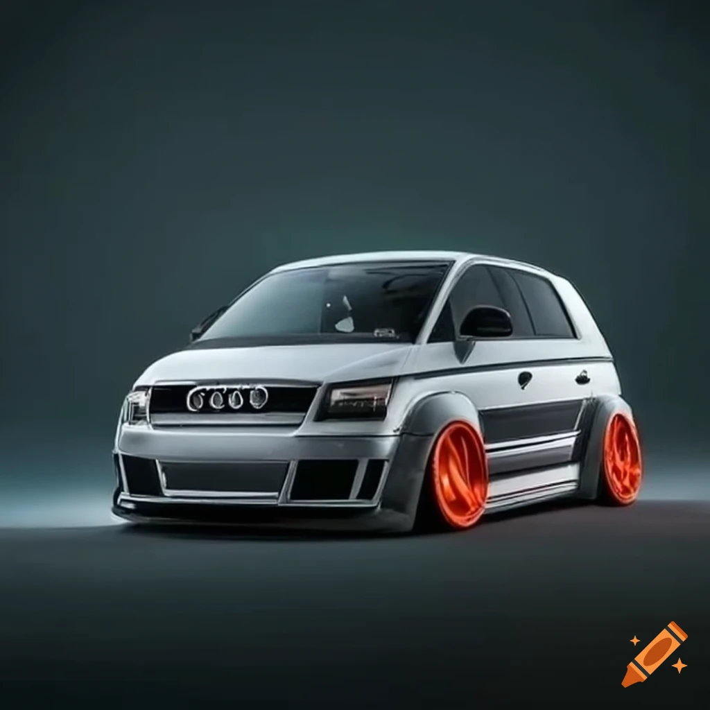 An audi a2 with lowered suspesion and a widebody kit on Craiyon