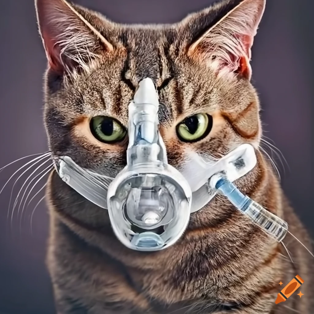 Cat wearing a CPAP
