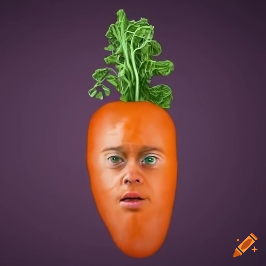 a surreal carrot with human-like body, creative digital artwork