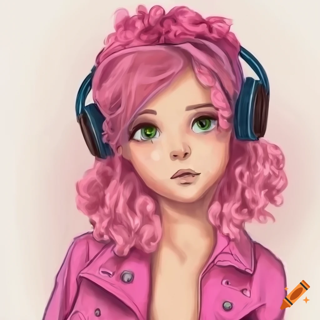 how to draw a girl with headphones
