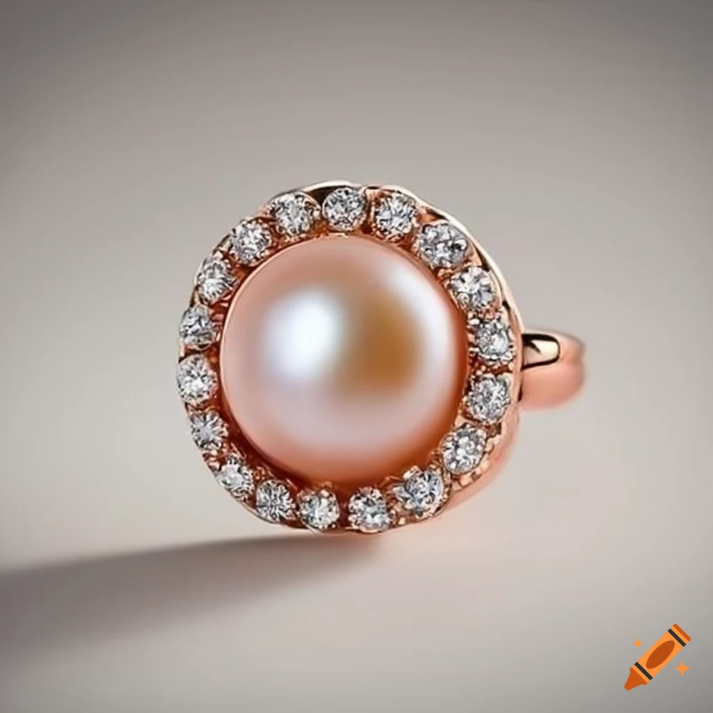 Pink Freshwater Pearl Diamond Ring - FREUR00073