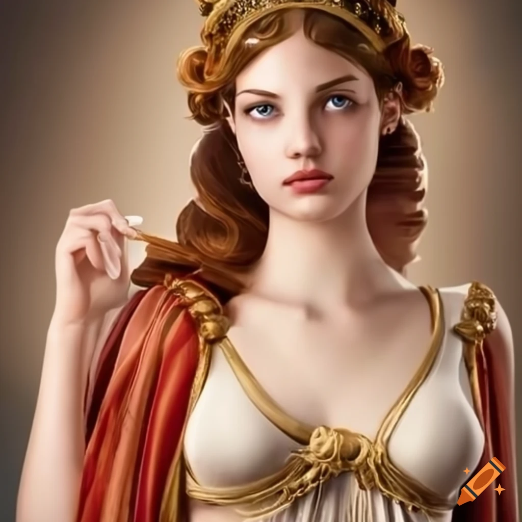 Young Beautiful Aphrodite In Ancient Roman Attire