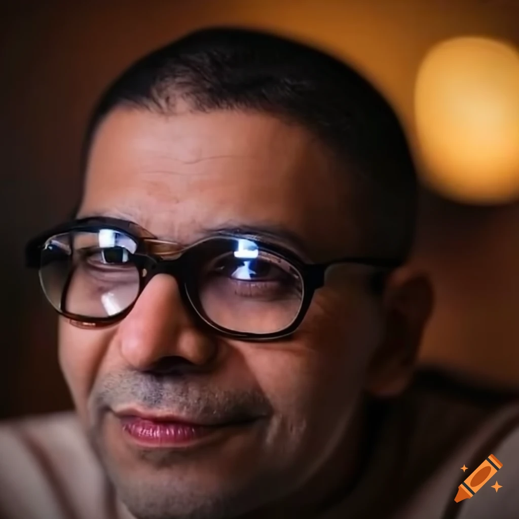 An egyptian man, in his 40s, a sociologist, wearing reading glasses