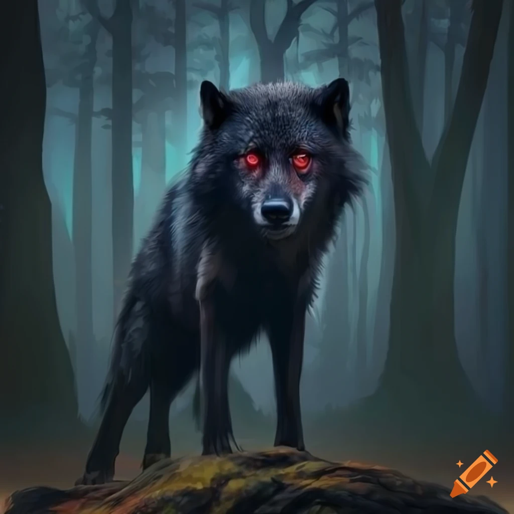 Red eyed black wolf